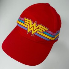 Wonder Woman Baseball Cap Girls Osfm Adjustable Red Multi-color Embroidered