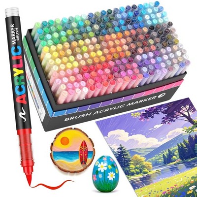 Guangna 240 Acrylic Paint Markers, Brush 1 Count (Pack of 240), 240 Colors 