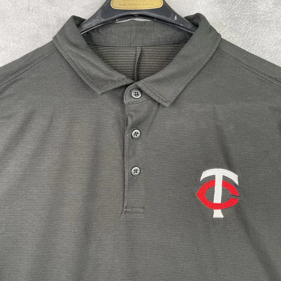 Minnesota Twins Shirt Mens Large LULULEMON Black MLB Perform Tech Polo Stretch - Image 3 of 4