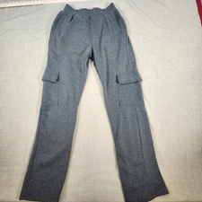 Linea Uomo Pants Mens Large Gray Fleece Cargo Pockets Lounge Jogger Polyester