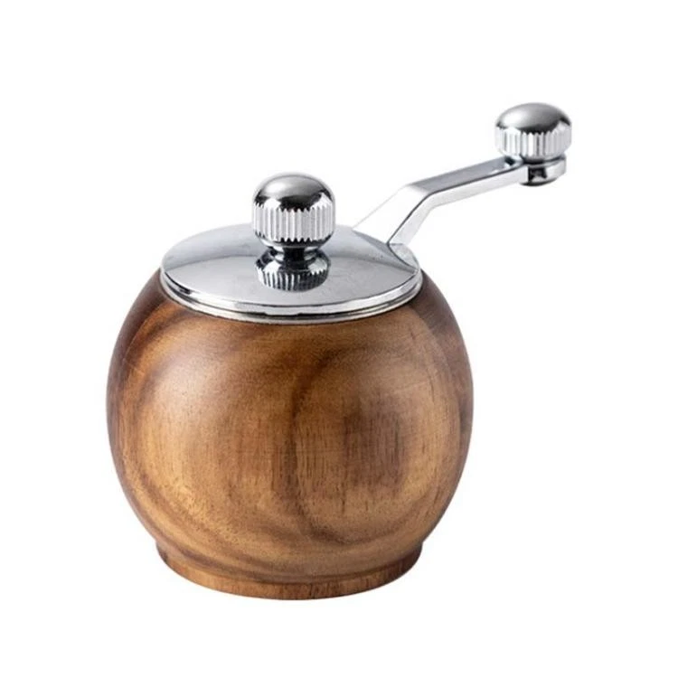 Hand-Crank Pepper Mill Grinder, Adjustable Coarseness, Acacia Wood, Ceramic Core