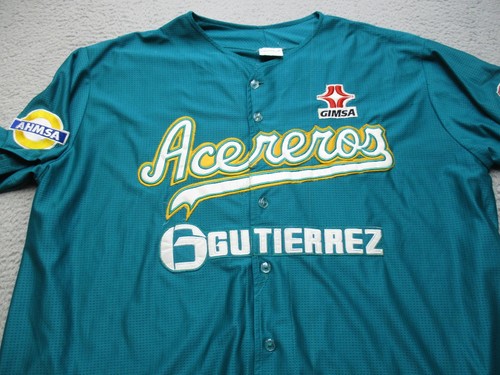 Acereros Jersey Mens 3XL Teal Blue Baseball Button Front Yanet Gutierrez 24