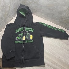 John Deere Kids Boys Sweatshirt Toddler Black Long Sleeve Full Zip Hoodie Size 4