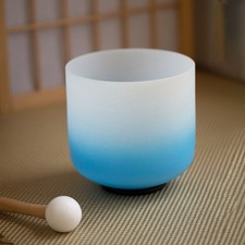 7 inch G Note Throat Chakra 432hz Half Blue Frosted Quartz Crystal Singing Bowl