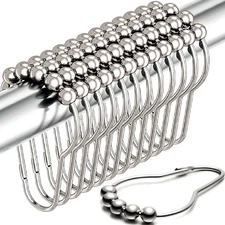 Shower Curtain Hooks Rust Proof Set of 12 - Stainless Steel Shower Curtain Ri...