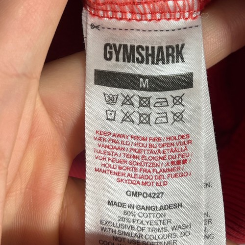Gymshark Hoodie Men's Medium Red Pullover Sweatshirt Activewear Gym Training - Picture 5 of 8