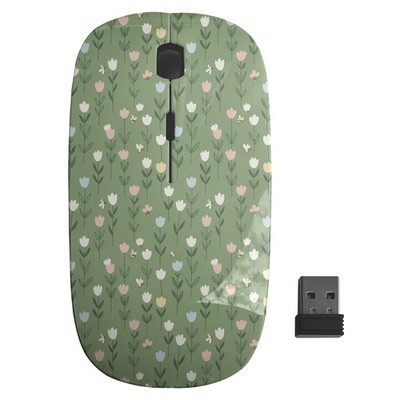 Tulips Bees Spring Pattern, Optical Wireless Mouse, Desktop Laptop Mice