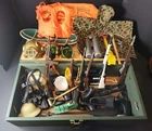 Vintage 1960s G.I. Joe Footlocker + Accessories Weapons Pilots helmet Lot