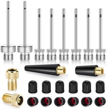 Ball Pump Needles, Tire Valve Stem Caps, Presta to Schrader yellow silver