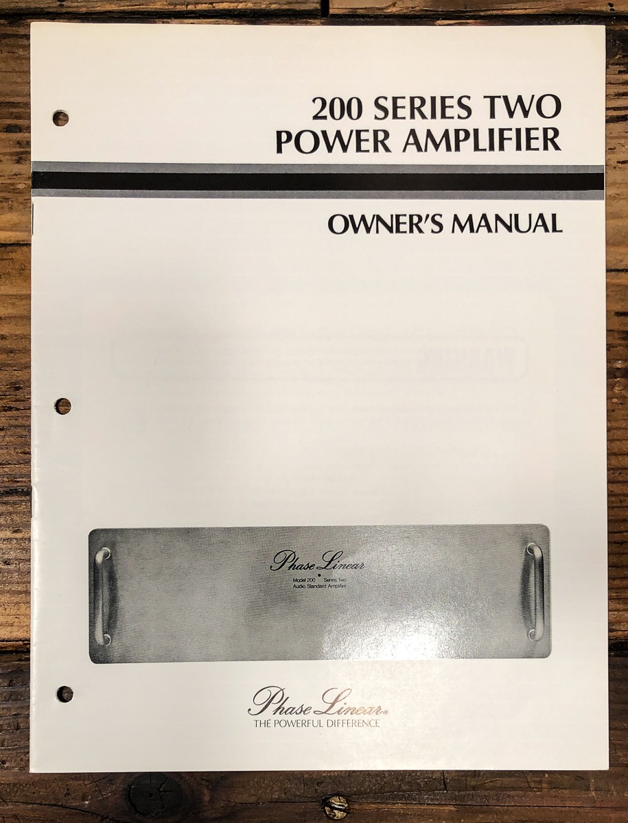 Phase Linear Model 200 Series 2 Amplifier Owners / User Manual *Original*
