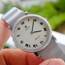 WALTHAM Maxim Manual Wind Men's Watch Roman Numerals Coin Edge From Japan