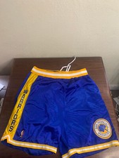 NBA Golden State Warriors Throwback Basketball Game Shorts Gold Size 46+2+2