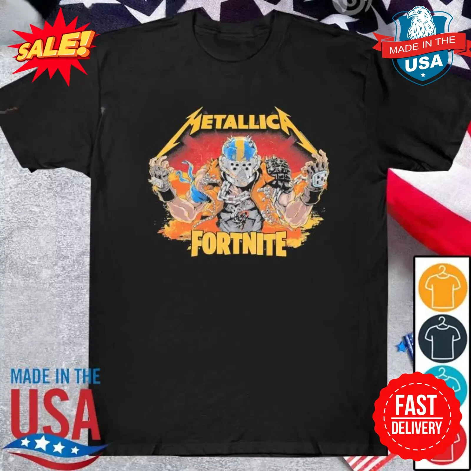 Official Metallica x Fortnite 2024 Tee Shirt S-5XL Black S-5XL