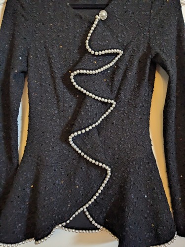 JOSEPH RIBKOFF Women's Evening Black Fitted Blazer/Jacket w/Pearls, Sequins Sz 4 - Picture 2 of 7