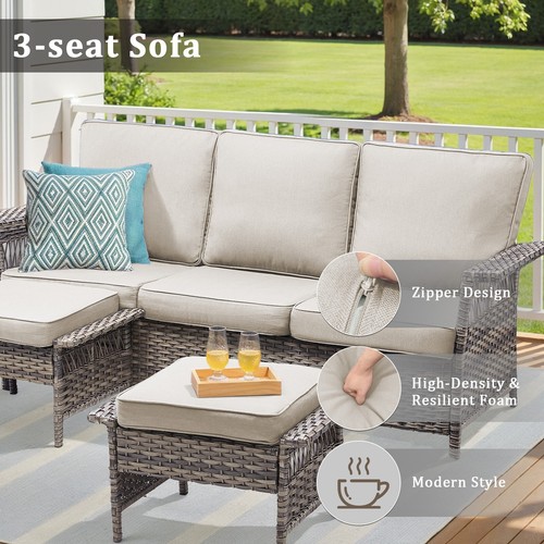 9Pieces Patio Furniture Set Outdoor Sectional Sofas Rattan Wicker Sofa W/ Table - Picture 19 of 42