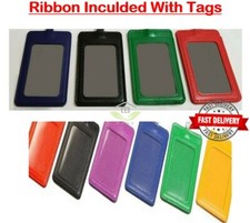 Leather Holder For Badge Wallet School Office ID/Credit Card Lanyard 2 Slot