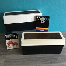 TWO 8-Track Tape Storage Cases Plastic - Bonus Blank Tapes Capitol Mushroom Box