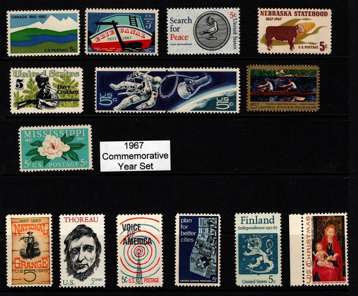 切手67 1967 US Commemorative Year Set (Complete) #1323-1337 MNH FREE