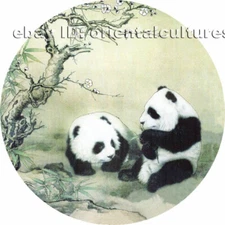 Chinese natural mulberry silk thread,su hand embroidery kits:pandas circle 8"