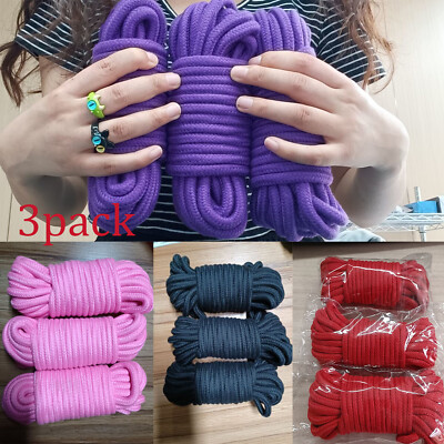 3PCS Soft Cotton Rope Shibari 10M Binding Straps Restraints Slaves Game Harness