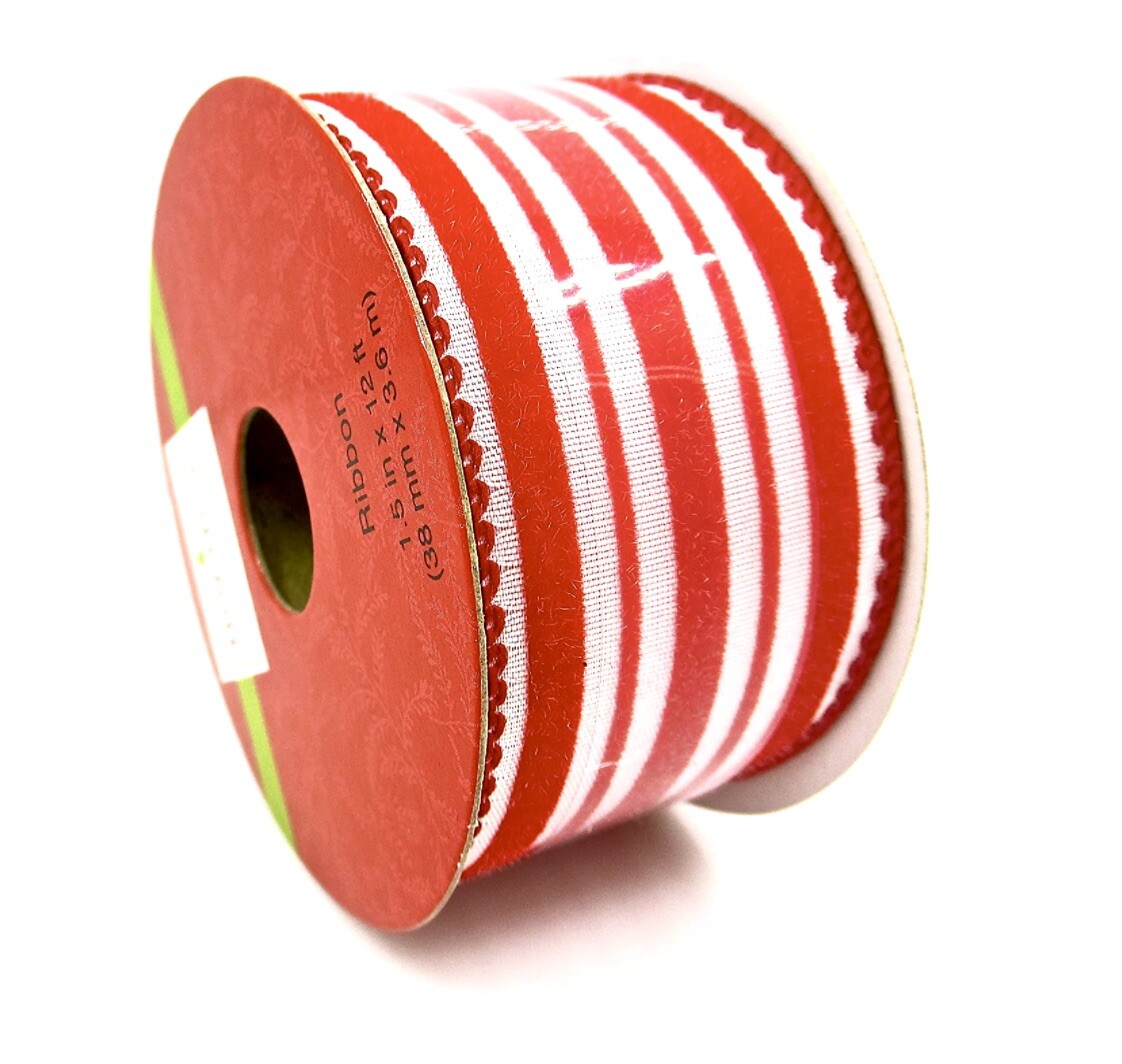 Candy Stripe Ribbon,Red/White Stripes,Wired Red Edge,Jo-ann's,1.5