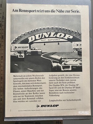 Dunlop SP Sport Le Mans Rennsport Original 1978 Vintage Advert Werbung Reklame