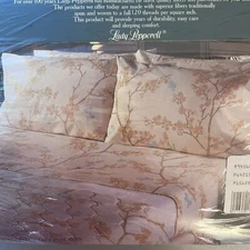 NEW VINTAGE NOS LADY PEPPERELL 3 Piece No Iron Set Cherry Blossom Floral Sz Twin