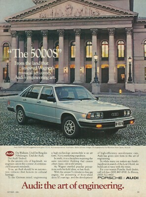 1981 Audi 5000S vintage print ad Bavarian State Opera Munich Car advertisement