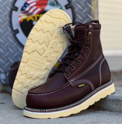 Men s 8  Soft Moc Toe Oil Slip Resistant Water Resistant Leather Work 850 Wine