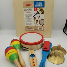 Melissa  Doug Music Makers 7 Pc Wooden Instrument Set maracas cymbals castanet