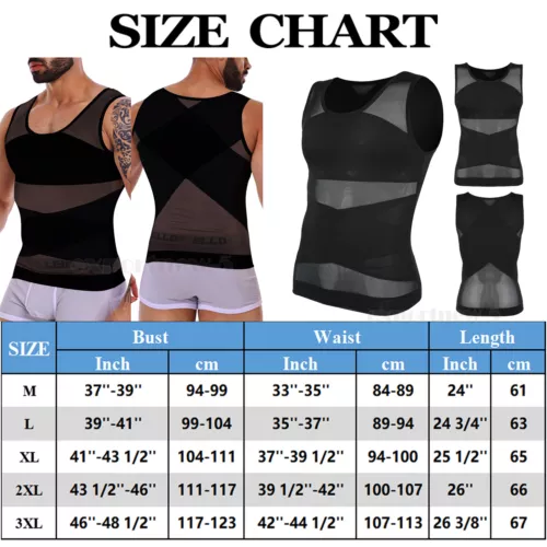MENS SLIMMING BODY SHAPER BELLY CHEST COMPRESSION VEST GIRDLE SHIRT TANK TOP - Picture 17 of 29