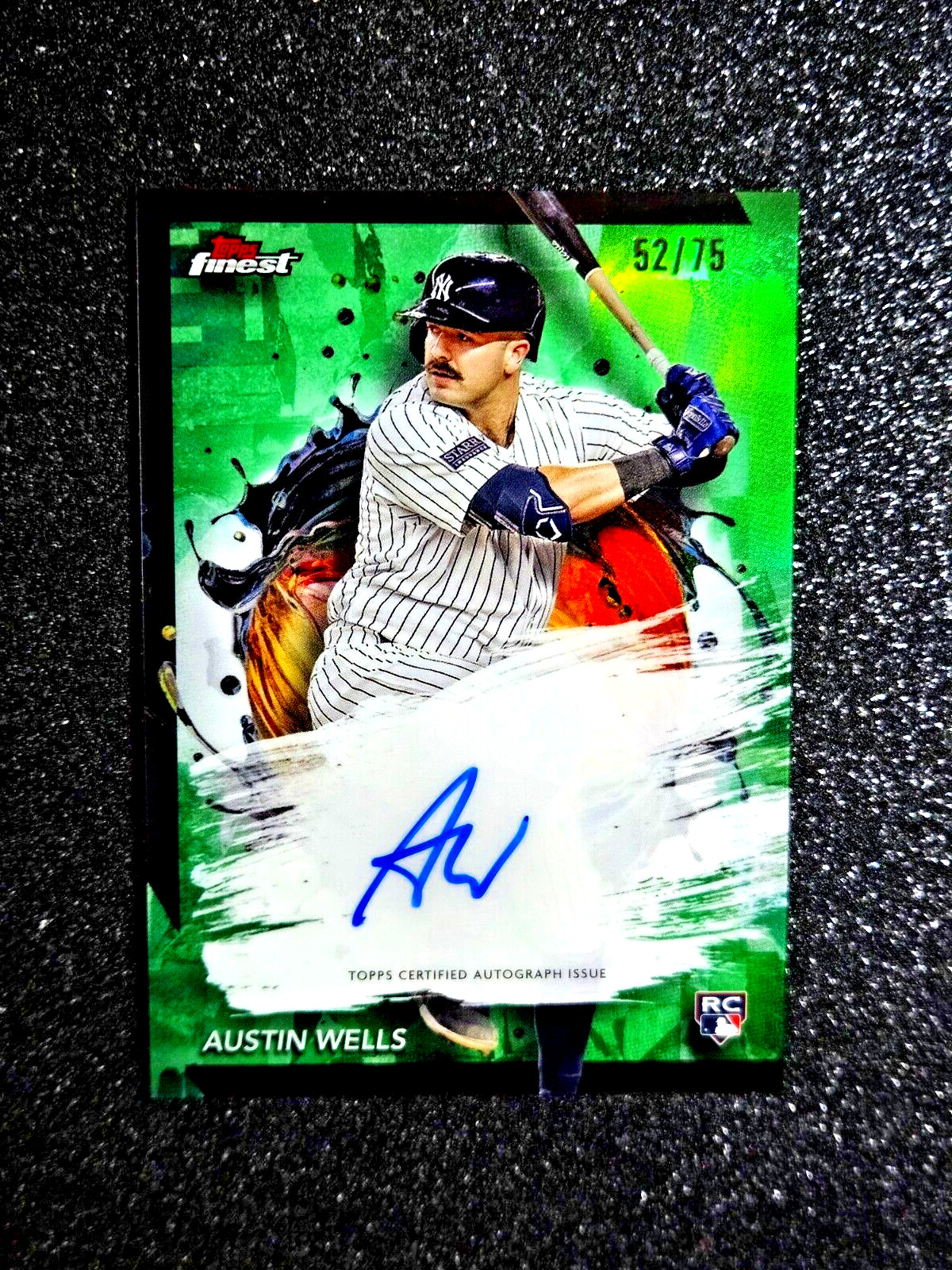 2024 Topps Finest Austin Wells Rookie Auto Green Refractor /75 #FA-AWE MINT RC