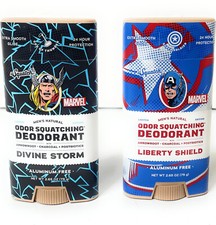 Dr. Squatch Men's Marvel Deodorant, Divine Storm  Liberty Shield, Mixed Lot 2