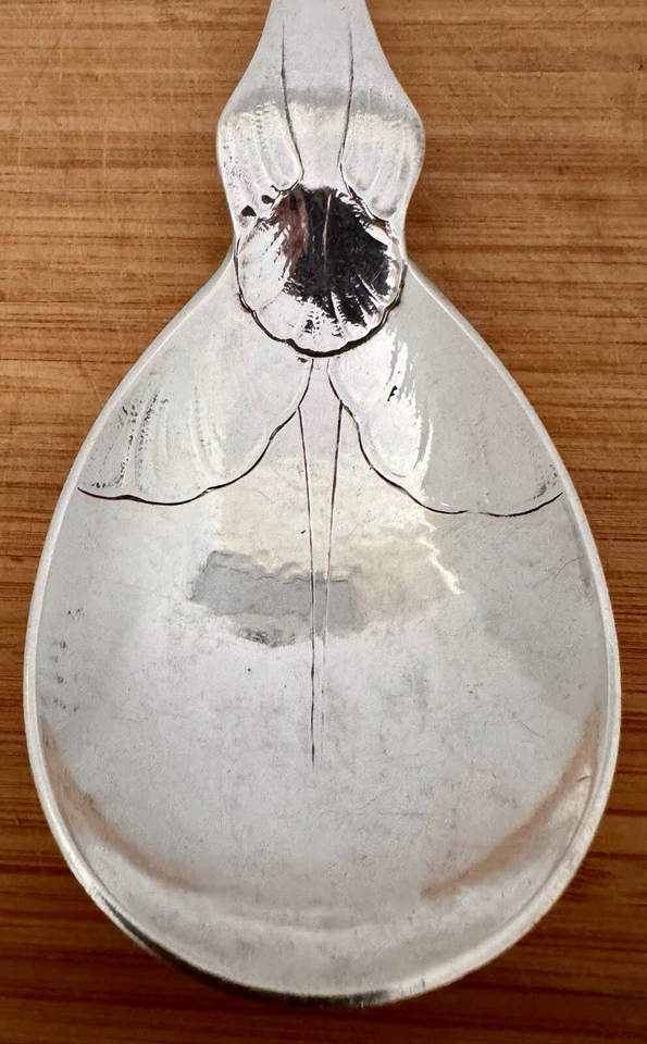 COLHER ESTERLINA 9 1/4" PADRÃO CARACOL ORNAMENTAL GEORG JENSEN #50 1915-1927 - Imagem 2 de 4