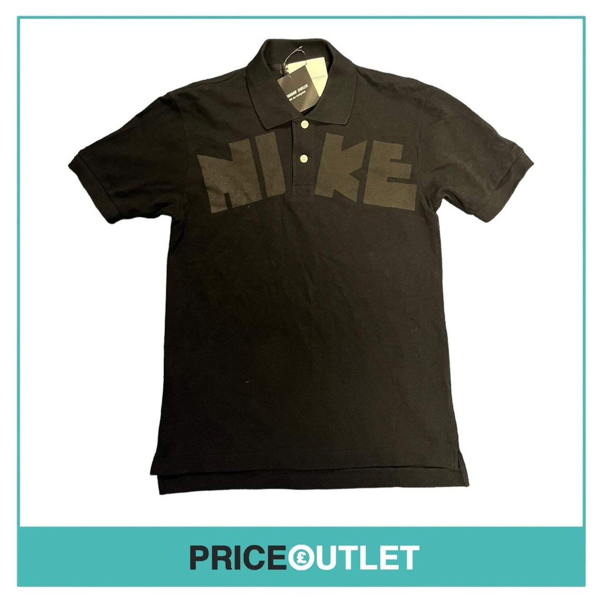 Comme des Garçons Homme Deux Nike Mens Black Polo Shirt Size