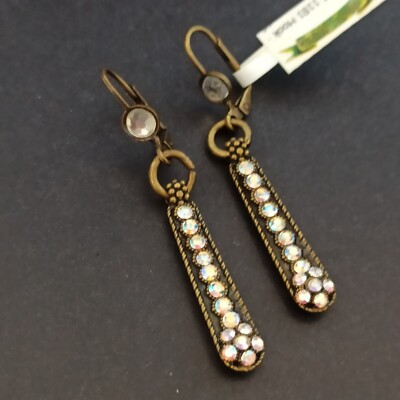 Michal Negrin Earrings Aurora Borealis Long Slim Teardrop Deco