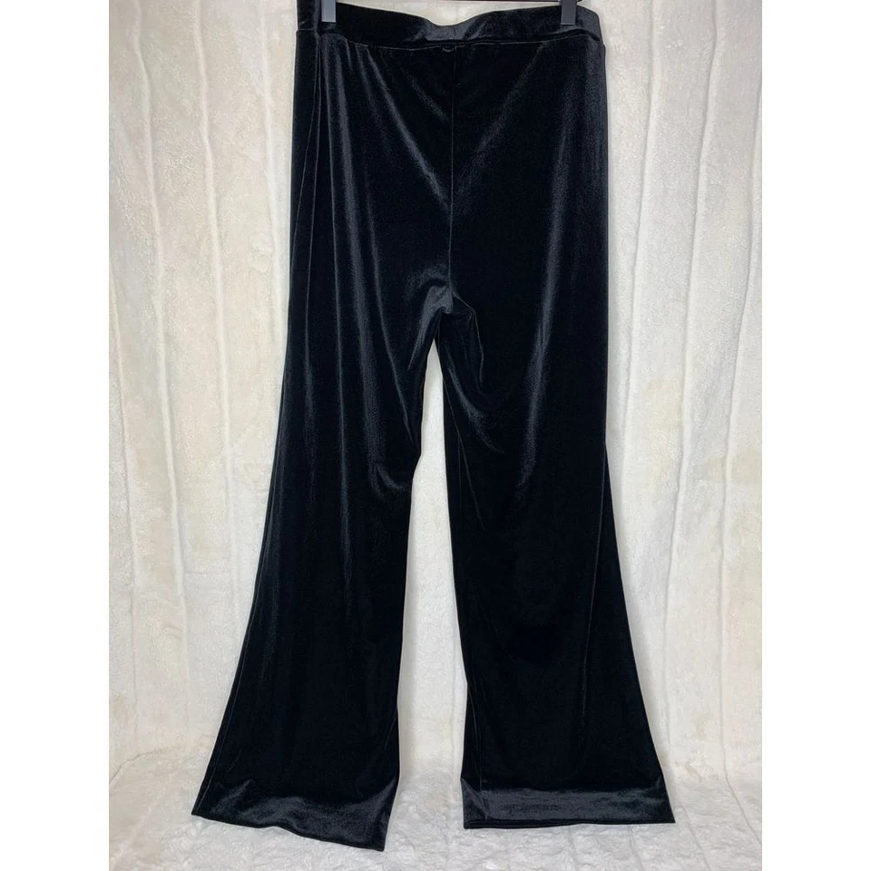 Pantalones Kasper Pull On Pierna Ancha Para Mujer M Negro Terciopelo Elastizados Informales Dobladillo de Encaje Foto 2 de 4