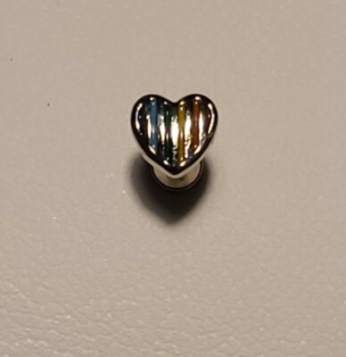 Rainbow Stried Heart Top Internally Threaded 316L Surgical Steel Flat BackStuds