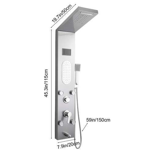 LED Shower Panel Tower Massage System Rain&Waterfall Jets Faucet Stainless Steel - Picture 2 of 12