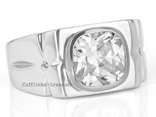 Natural White topaz Gemstone with 925 Sterling Silver Ring For Men's 0393
