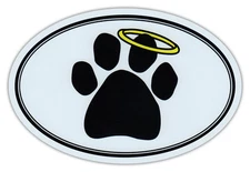 Oval Car Magnet - Dog Paw Print w/Angel Halo - Memorial - Bumper Sticker Decal