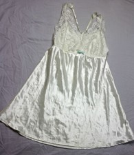 White Satin Chemise with Lace by Flora Nikrooz - Size Large