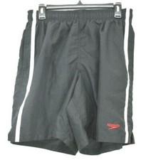 Speedo Mens Black White Drawstring Waist Pull On Pocketed Swimming Trunks Sz M