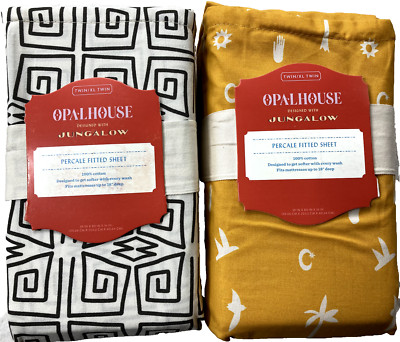 Twin Size FITTED Sheet 100% Cotton Opalhouse Machine Washable 220 Thread Count