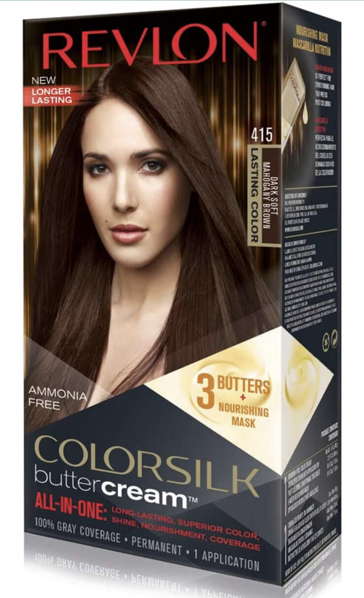 Revlon Colorsilk Buttercream Hair Dye, 415 Dark Soft Mahogany Brown Hair Color