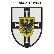Knights Templar Cross Shield Patch Embroidered Hook & Loop Applique Military