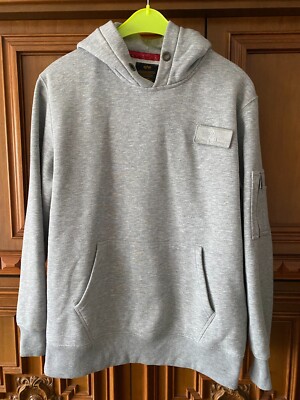 Hoodie, Herren, Gr. L,  Alpha Industries, grau , roter Logo-Streifen auf Kapuze