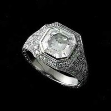 2.75 CT Asscher cut cubic zirconia Art deco style wedding  engagement Ring
