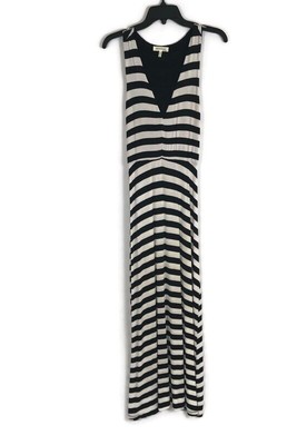 black white striped maxi dress