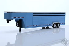 26 Foot Livestock Horse Trailer, Continuous, 1:64 Scale Diecast, LIGHT BLUE